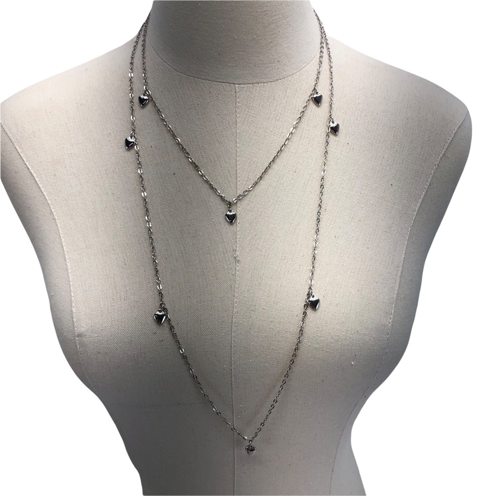 Vintage SARAH COVENTRY Silvertone PUFFED HEART Charm NECKLACE